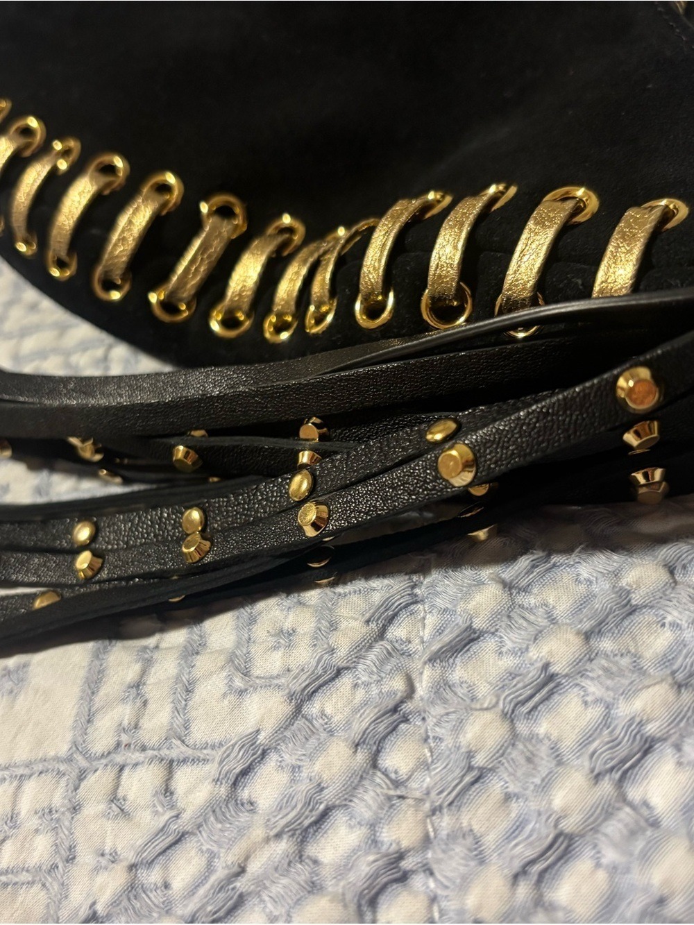 Michael Kors Riley Black Suede Fringe Whipstitch Hobo Crossbody Bag 30H4GRGL5S - Picture 4 of 8